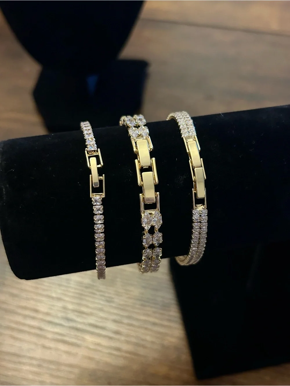 Set of Gold CZ Tennis Bracelets